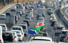 Traffic moves slowly near Soccer City stadium in Johannesburg. AFP/Joe Klamar