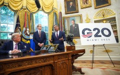 U.S. President Donald Trump announces plans for the 2026 G20 summit. Kevin Dietsch/Getty Images/AFP