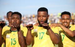 Sipho Mbule celebrates his goal. BackpagePix/Zamani Makautsi