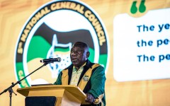 ANC President Cyril Ramaphosa speaks at the 5th National General Council. Per-Anders Pettersson/Getty Images