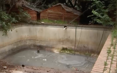 What's left of the swimming pool.