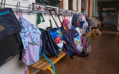 File: School bags inside a classroom. Annabelle Planche/Hans Lucas via AFP