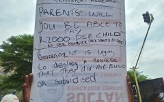 Scholar transport protest