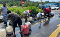Police had to intervene to stop the looting of diesel in Durban. eNCA/Dasen Thathiah