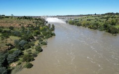 Water passing through Vaal Dam sluices into the Vaal River. AFP/Phill Magakoe