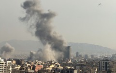 Plumes of smoke rise following reported explosions in Tehran. Mahsa/Middle East Images via AFP