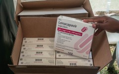 A man holds a packaging containing lenacapavir. James Wakibia/SOPA Images/LightRocket via Getty Images