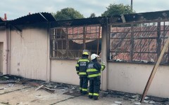 Firefighters at the scene of the Riverlea school fire. eNCA