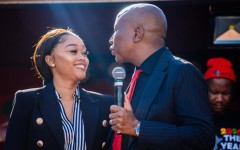 The EFF President Julius Malema with his wife at the East London Magistrate’s Court. Photo EFF X account