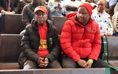 Julius Malema and Marshall Dlamini during the delivery of the judgment on Phala Phala at the Constitutional Court. Gallo Images/Luba Lesolle