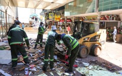 City Of Johannesburg officials work during a by-law enforcement operation to reclaim public spaces, restore law and order and remove illegal structures in the inner city. Gallo Images/Luba Lesolle