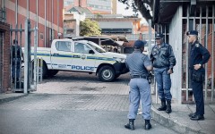 Police securing the area at the Pinetown court. eNCA/Dasen Thathiah