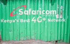 A general view of an advertisement for Safaricom'