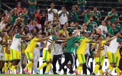 South African players celebrate the 1-0 victory in the 2026 World Cup Group A football match between South Africa and South Korea. AFP/Julio Cesar Aguilar