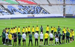  Members of the South Africa national football team gather together during a training session at Estadio Hidalgo on June 3, 2026 in Pachuca, Mexico. (Photo by Oscar Fuentes/Jam Media/Getty Images)