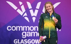 Gold medalist South Africa's Lara van Niekerk celebrates her win. AFP/Oli Scarff