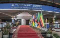 A general view of flags of the Southern African Development Community (SADC) member states. AFP/Rajesh Jantilal