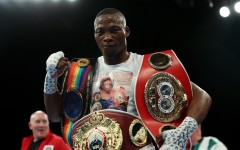  Zolani Tete celebrates with the IBF International and Commonwealth Super Bantamweight belt after knocking out Jason Cunningham in the IBF International and Commonwealth Super Bantamweight Title fight between Jason Cunningham and Zolani Tete at OVO Arena Wembley on July 02, 2022 in London, England. (Photo by James Chance/Getty Images)