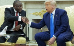 President Cyril Ramaphosa and Donald Trump. AFP