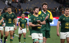 PERTH, AUSTRALIA - SEPTEMBER 27: South African players react after being defeated in the International match between Australia and South Africa at Optus Stadium on September 27, 2026 in Perth, Australia. (Photo by Antony Dickson/Gallo Images)