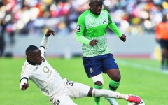 Kamogelo Sebelebele of Orlando Pirates and Siphosakhe Ntiya Ntiya of Marumo Gallants. Daniel Hlongwane/Gallo Images
