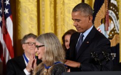 File: Former US President Barack Obama presents mathematician and computer scientist Margaret Hamilton with the Presidential Medal of Freedom. AFP/Saul Loeb