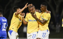 Iqraam Rayners of Mamelodi Sundowns celebrates scoring during the Betway Premiership match between Richards Bay and Mamelodi Sundowns. Darren Stewart/Gallo Images