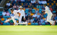England's Ben Stokes reacts after being struck by the ball during day four