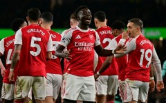 Bukayo Saka's (C) corner was tipped onto the post by Wolves goalkeeper Sam Johnstone but it rebounded off him and into the net for an own goal