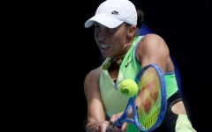 USA's Madison Keys hits a return on Tuesday