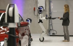 AEON, a humanoid robotic created by the company Hexagon, is presented by BMW in Munich