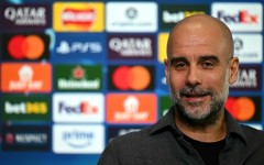 Manchester City manager Pep Guardiola speaks during a pre-match press conference on the eve of a Champions League, last 16, second-leg football match against Real Madrid