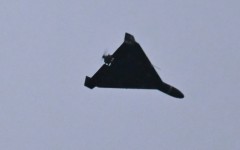 An Iranian-designed drone seen over the Ukrainian capital in December 2025