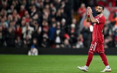 Mohamed Salah applauds as he leaves the pitch after being substituted during Liverpool's Champions League match against Galatasaray
