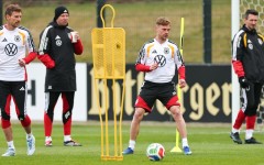 German captain Joshua Kimmich (C) said that a strong Bayern Munich contingent helps the national team