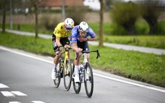 Mathieu van der Poel (R) and Wout van Aert (L) broke clear with 36km left to ride but were caught one kilometre from the finish