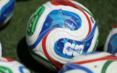 A ball with the FIFA World Cup 2026 logo looks ahead to this summer's global football championship, for which the fourth phase of ticket sales has started