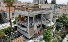 A damaged building from an Iranian strike in a residential part of Israel's city of Tel Aviv