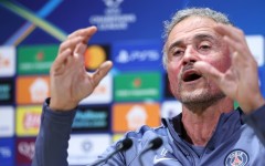 Paris Saint-Germain coach Luis Enrique speaking to media on Monday ahead of his team's Champions League semi-final against Bayern Munich