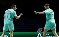 France's Christo Popov (L) and Toma Junior Popov at the European Championships in April