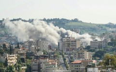 Smoke rises from the site of an Israeli airstrike in south Lebanon, where a truce between Israel and Hezbollah is under strain