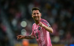 Inter Miami's Argentine forward Lionel Messi celebrates a goal