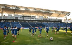 Iran's players take part in a training session in Los Angeles ahead of their opening World Cup game against New Zealand