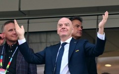 FIFA president Gianni Infantino flew to 10 matches in seven days at the World Cup including co-hosts USA against Paraguay at the Los Angeles Stadium