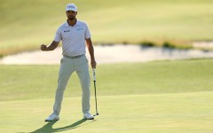 Wyndham Clark celebrates winning the 126th US Open at Shinnecock