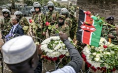 A heavy police presence deterred marches