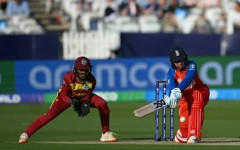 England's Danni Wyatt-Hodgehits out on her way to 65 in a Women's T20 World Cup match against the West Indies at Lord's