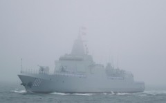 The Renhai-class destroyer Nanchang of the Chinese People's Liberation Army Navy sails off the coast of Qingdao in eastern China