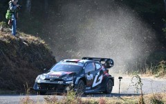 The Toyota of Sebastien Ogier and his co-driver Vincent Landais