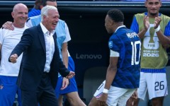 Kylian Mbappe celebrates with France coach Didier Deschamps